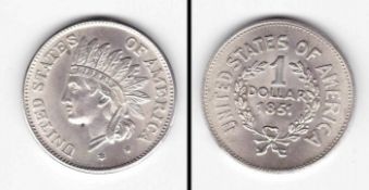 1 Dollar USA 1851, Phantasieprägung, Silber, G. 23 g