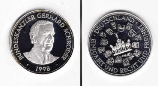 Medaille BRD 1998, Bundeskanzler Schröder, 20g Feinsilber, PP
