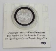 Medaille BRD 2014, Quadriga, 1/4 Unze Feinsilber, stgl.