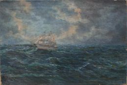 F. Schmidt (Berliner Marinemaler d. 1. Hälfte d. 20. Jh.)Seestück mit DreimasterÖl/ Leinwand, 46 x