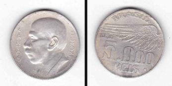 5000 Reis Brasilien 1936, Santos Dumont, Silber