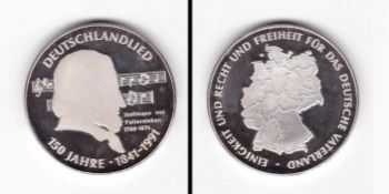 Medaille BRD 1991, 150 Jahre Deutschlandlied, 20g Feinsilber, PP