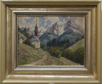 Wilhelm Runen (?) (süddeutscher Landschaftsmaler d. 1. Hälfte d. 20. Jh.)Kirche Maria Gern mit Blick