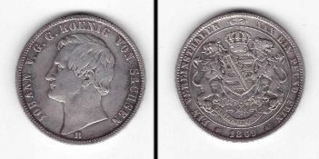 Vereinsthaler Sachsen 1869, Johann, 18,45g, Silber