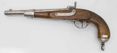 Kavalleriepistole Österreich M 1862, Nußbaumschäftung, L. 43 cm