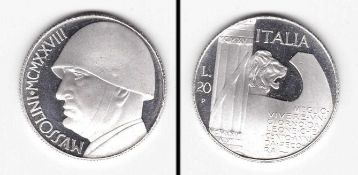 Medaille 20 Lire Italien 1928, Mussolini
