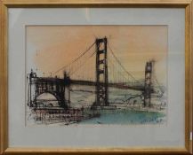 T. Tomiya (japanischer Aquarellist des 20. Jh.)Golden Gate Bridge - San FranciscoAquarell, 25 x 35