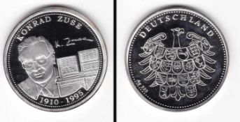 Medaille BRD 1995, Conrad Zuse, 5,5g Feinsilber, PP