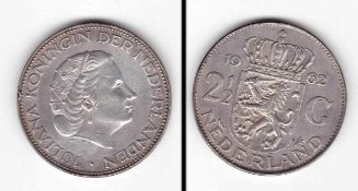 2 1/2 Gulden Niederlande 1962, Juliana, Silber