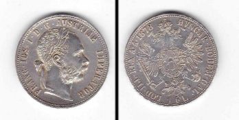 1 Florin Österreich - Ungarn 1878, Franz-Joseph I., Silber, stgl.