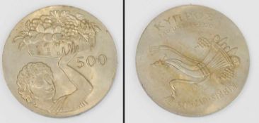 500 Mils Zypern 1970, Fruchtkorb, stgl.