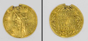 Golddukaten Niederlande (Provinc) 1760, Gold, Randausbruch, G. 3,27g