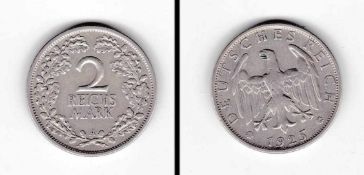 2 Reichsmark 1925 A, Weimarer Republik, Silber