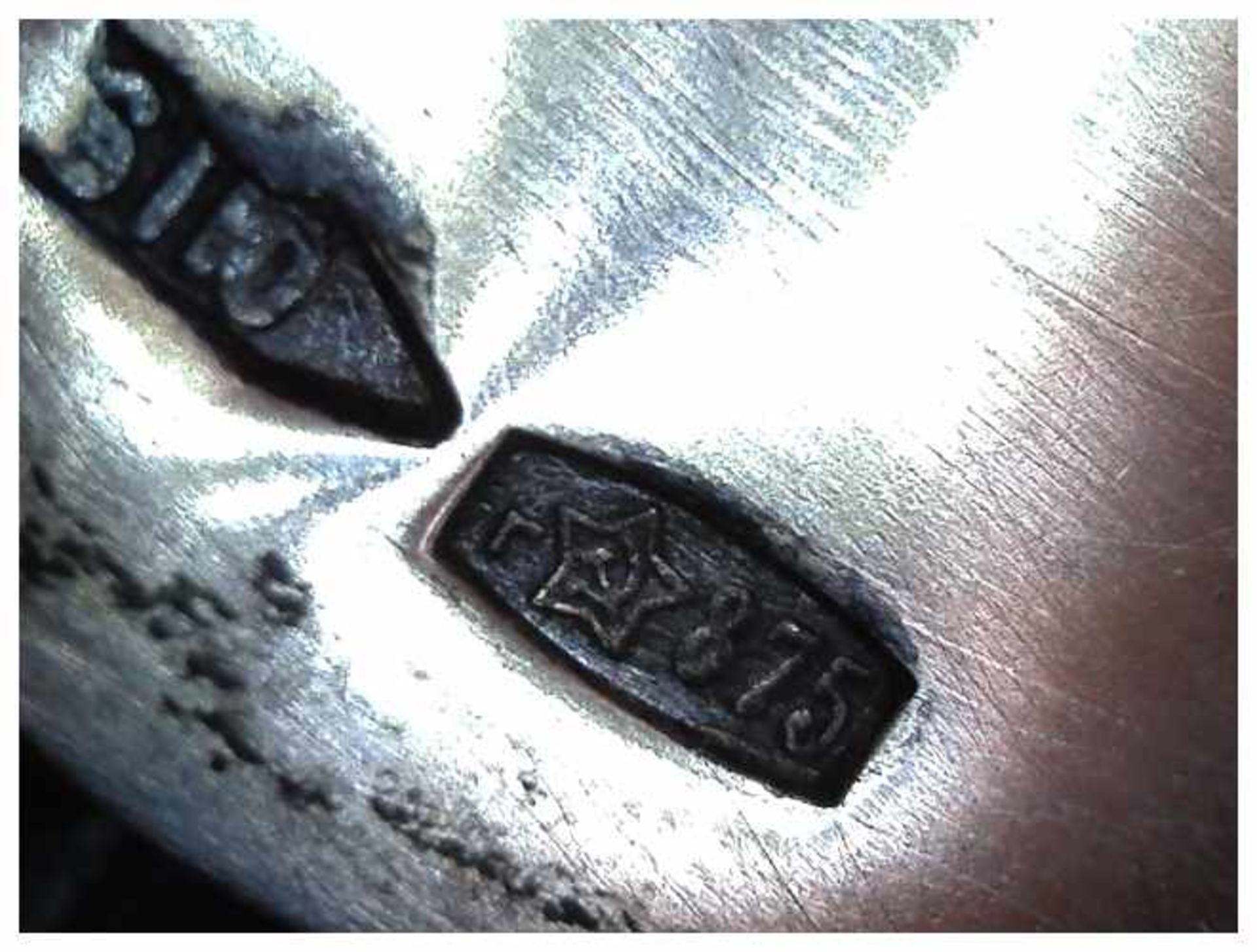 Henkelkorb UdSSR, 875er Silber mit Meistermarke, 3 füßiger Stand, am Henkel altrestauriert, D. 13, - Bild 2 aus 2