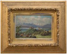 Unleserlich (Landschaftsmaler d. 19./ 20. Jh.) Schweizer Alpsee Öl/ Holz, 18 x 27 cm, ger.,