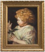 Unbekannt (Genre- u. Figurenmaler d. 1. Hälfte d. 20. Jh.) Kinderportrait mit Schwalbe Öl/