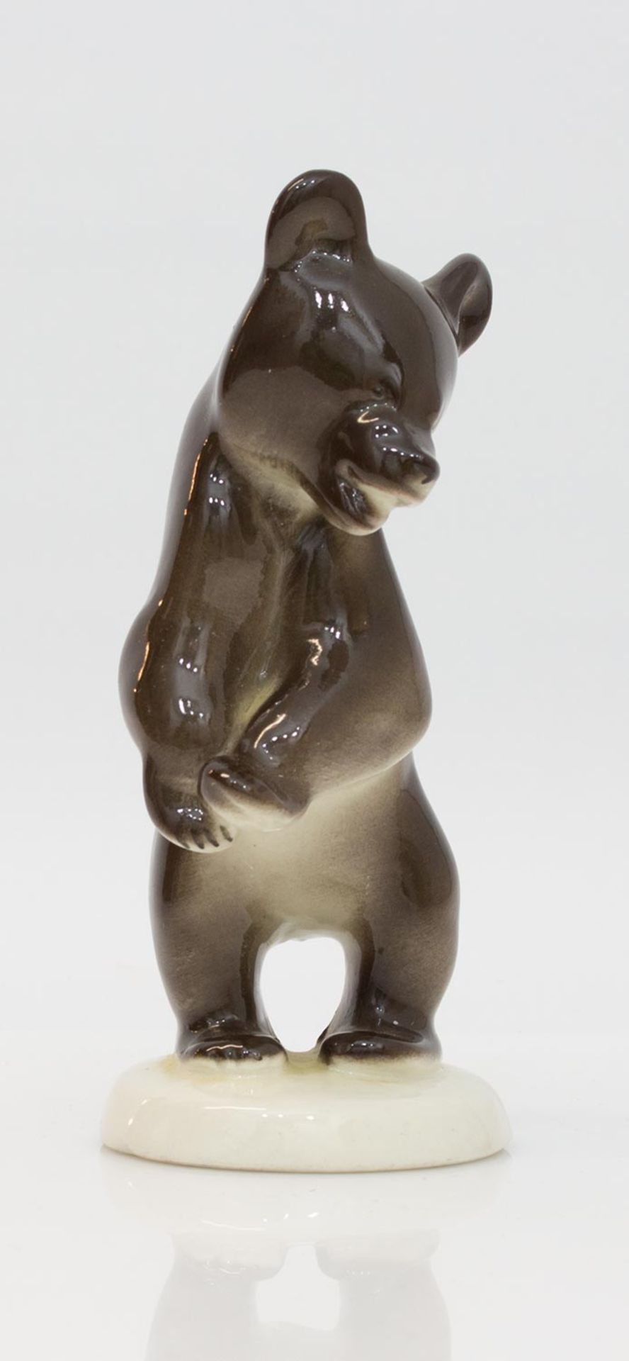 Bär braun glasierte Keramik, unbek. Herstellermarke, H. 14,5 cm