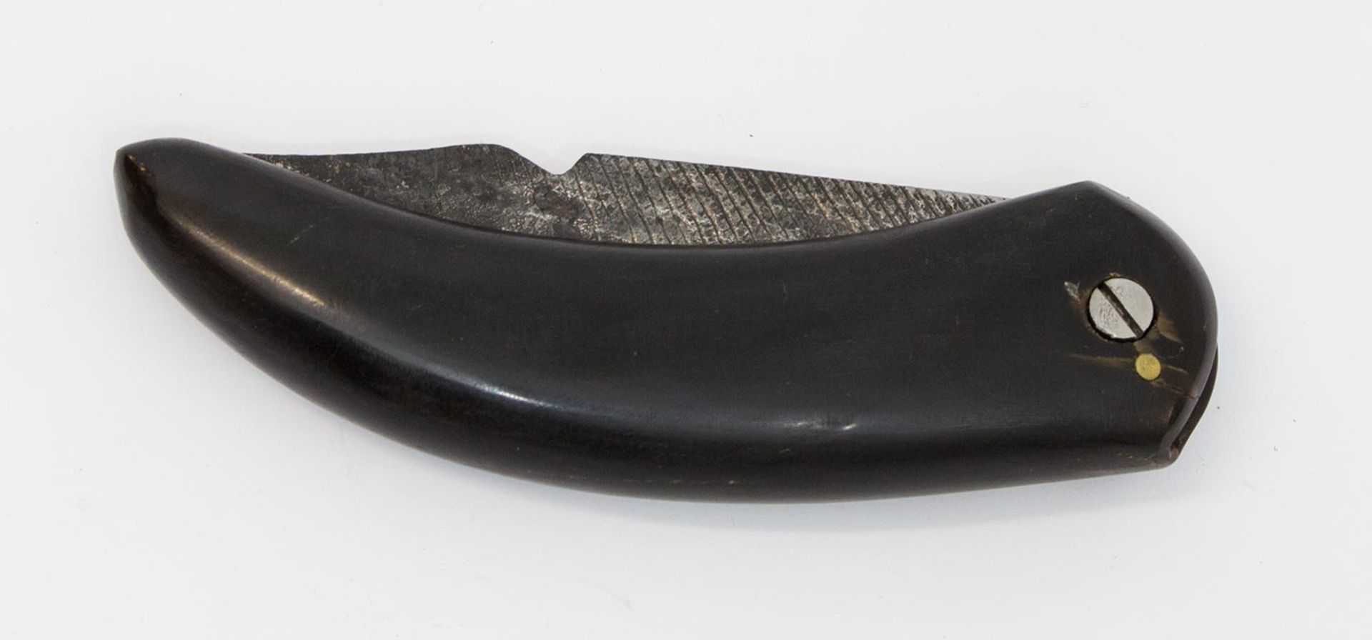 Schäfermesser Korsika, einteiliger gebogener Horngriff, einschneidige klappbare Klinge, aus einer - Bild 2 aus 2