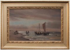 Johan Jens Neumann (1860 - 1940, dänischer Landschafts- u. Marinemaler) Anlandende Fischer im