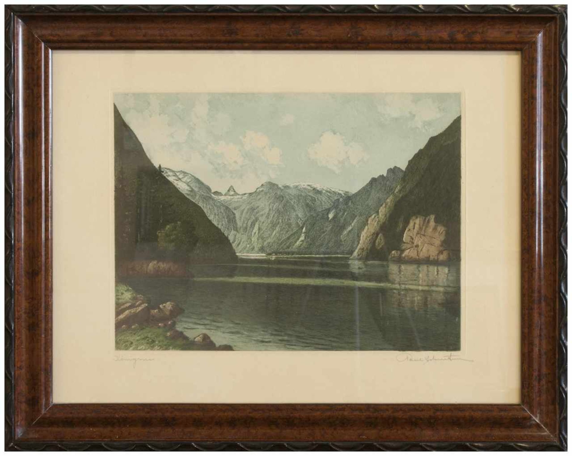 Unbekannt (Maler u. Grafiker des 19./20. Jh.) Königssee Farblithografie, 22,5 x 30 cm, ger., bez. u.