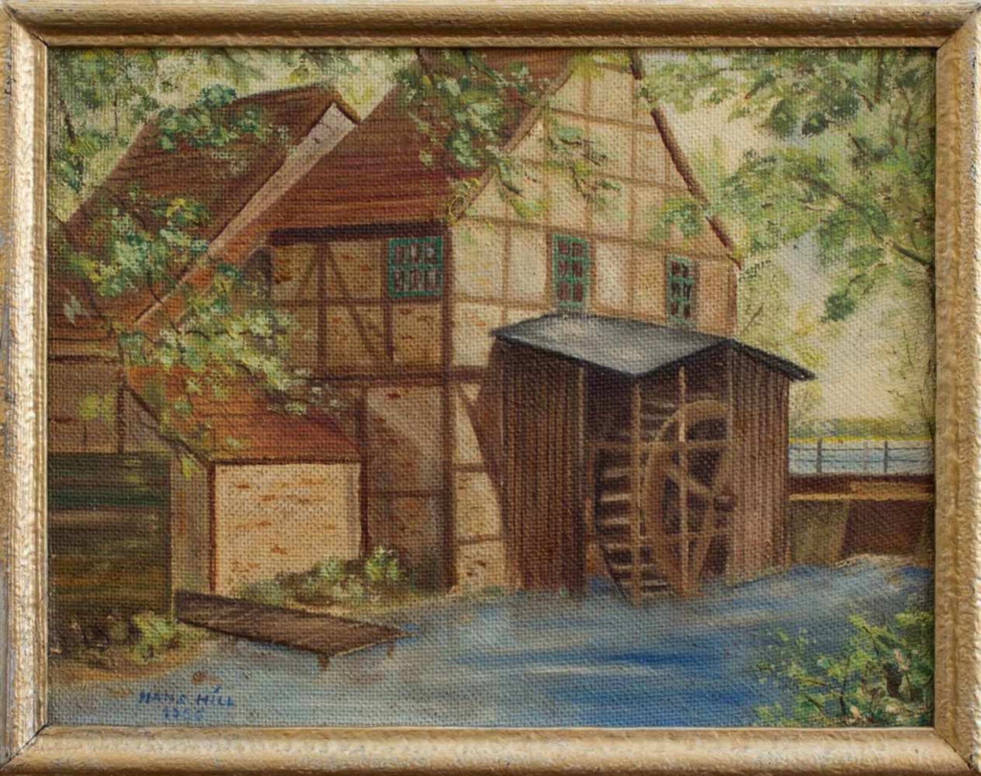 Hans Hill (Schweriner Künstler des 20. Jh.) Schleifmühle/ Schwerin Öl/ Preßpappe, 26 x 34 cm,