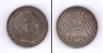 3 Mark Preussen 1909, Wilhelm II., Silber
