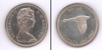 1 Dollar Canada 1967, 100 Jahre Konförderation, Silber, stgl.