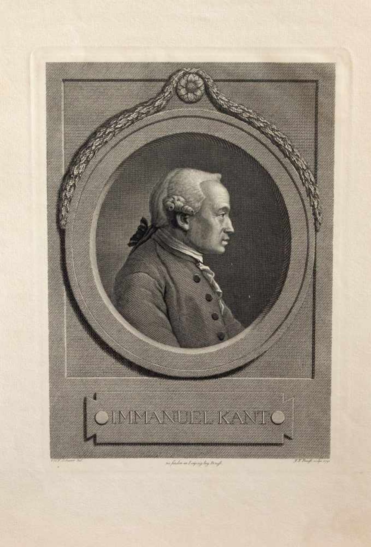 Johann Friedrich Bause (Halle 1738 - 1814 Weimar, deutscher Kupferstecher) Immanuel Kant Kupferstich