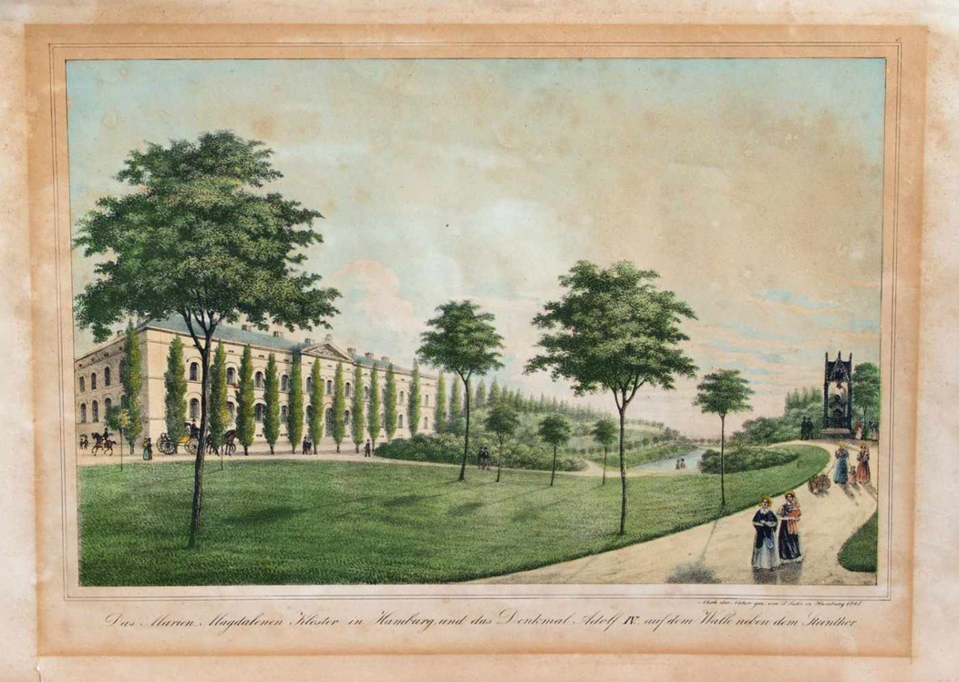 Peter Suhr (1788 - 1857, deutscher Lithograf, Zeichner u. Radierer) "Das Marien Magdalenen Kloster