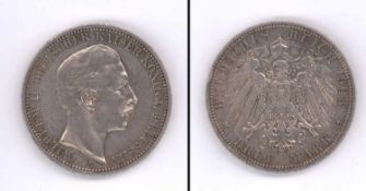 3 Mark Preussen 1908, Wilhelm II., Silber