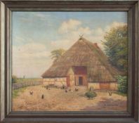 Th. Dombrowsky (Landschaftsmaler d. 1. Hälfte d. 20. Jh.) Norddeutscher Bauernhof Öl/ Leinwand, 60 x