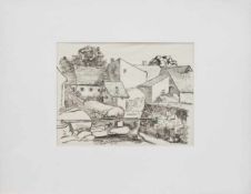 Ruth Franka-Kastelberg (Landschaftsmalerin u. Grafikerin d. 20. Jh.) Häuser am Fluß Monotypie, 26