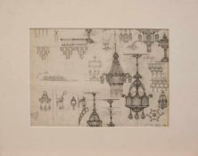 Unbekannt (Wiener Jugendstilkünstler um 1900) Jugendstil - Lampenentwürfe Bleistiftzeichnung, 19 x