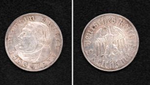 2 Reichsmark Deutsches Reich 1933 A, Martin Luther, Silber