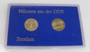 Themensatz DDR 1986, 2 x 5 Mark, Potsdam Sanssouci u. Neues Palais, Stgl.