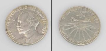 1 Peso Kuba 1953, Centenario de Marti 1853, Silber, vz