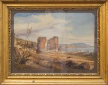 Unbekannt (Landschaftsmaler u. Aquarellist des 19. Jh.) Mediterrane Landschaft mit Ruine (um 1860)