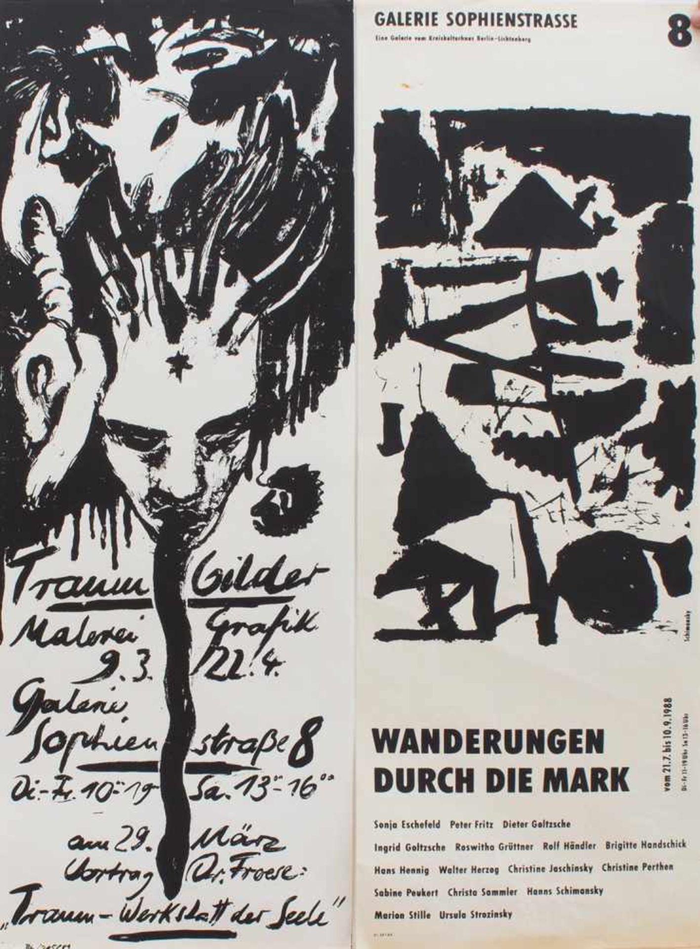 4 Ausstellungsplakate der legendären Berliner Galerie in der Sophienstraße 8 1984-1989, darunter - Bild 2 aus 2