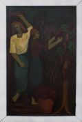Unsigniert (Expressionist der 1930er Jahre) Frauen bei der Ernte Öl/ Leinwand (aufgezogen), 87,5 x