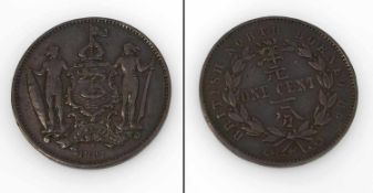 1 Cent Britisch Nord Borneo 1891 H, Kupfer