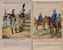 2 Uniformblätter Mecklenburg - Schwerin und Strelitz aus Knötels "Uniformkunde" Bd. X, Blatt 33 u.