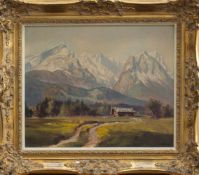 Walter Hinze (Attr.) (1875 - 1965, süddeutscher Landschaftsmaler) Die Zugspitzgruppe bei Garmisch