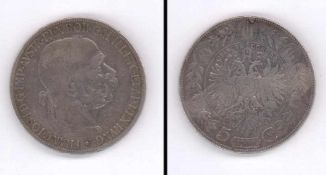 5 Coron Österreich 1900, Franz Joseph, Silber