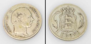 1 Krone Dänemark 1876, Christian IX., Silber