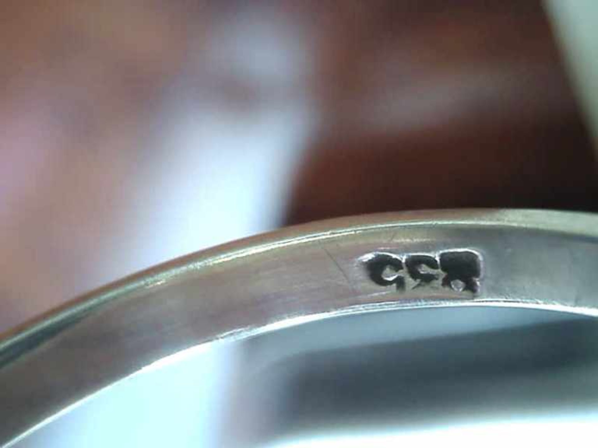 Damenring 835er Silber, 3,8 g, runder erhabener Ringkopf mit einem geschliffenen Aquastein, RG 58 - Image 2 of 2