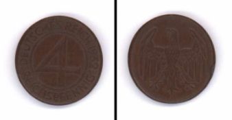 4 Pfennig Deutsches Reich 1932 A, Kupfer, vz