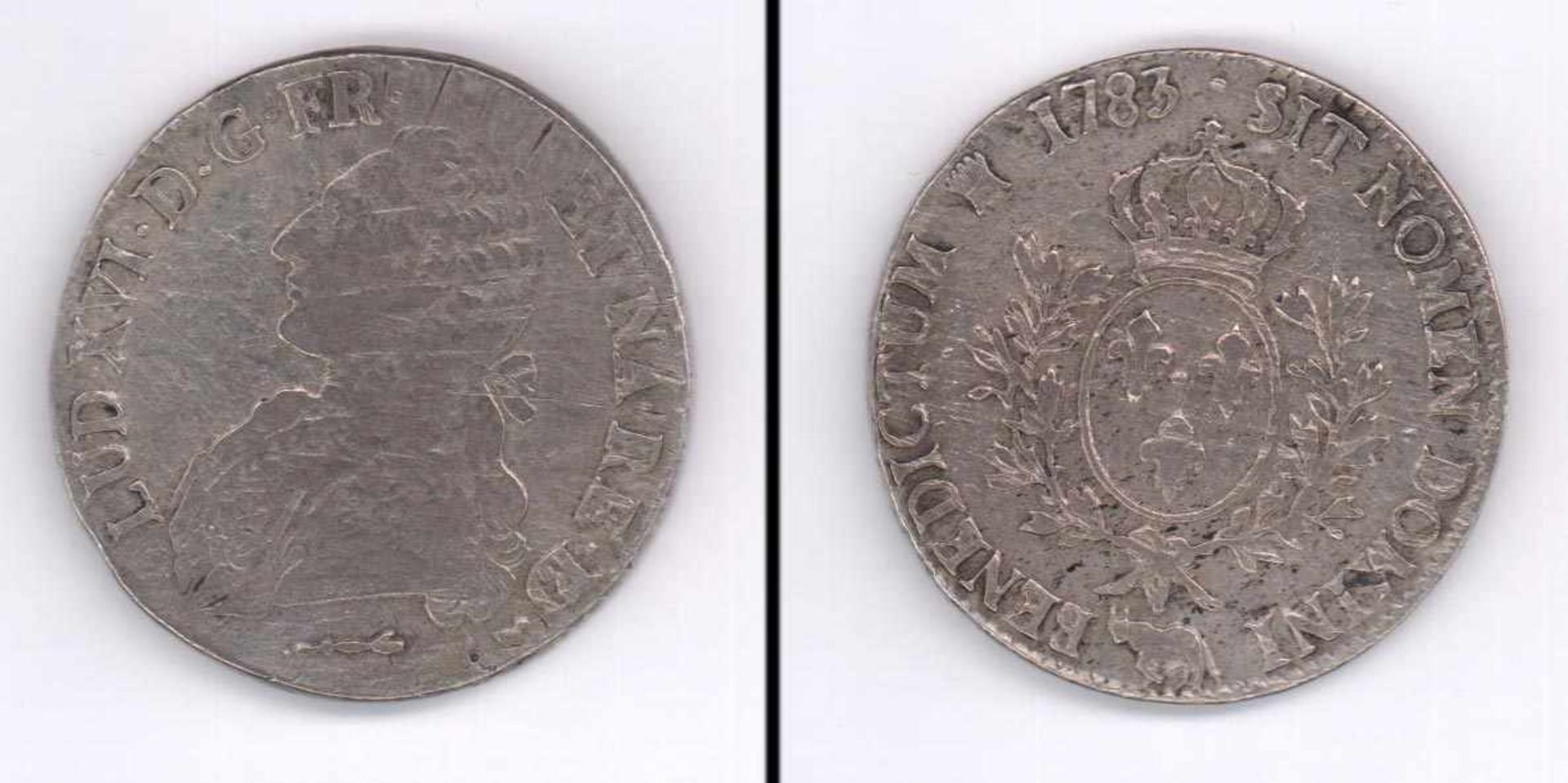 1 Ecu Frankreich 1783, Louis XVI., Silber, ss