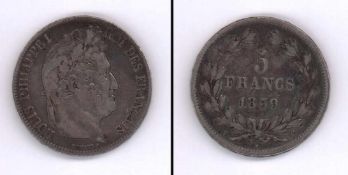 5 France Frankreich 1839, Ludwig Philipp I., Silber