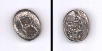 Halbstarter (?) Lydien 560-546 v.Chr., Löwe und Stier, 4,22g Silber