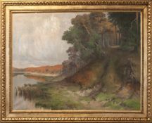 F. Plath (Landschaftsmaler d. 2. Hälfte d. 19. Jh.) Boddenlandschaft Öl/ Leinwand, 96 x 130 cm,